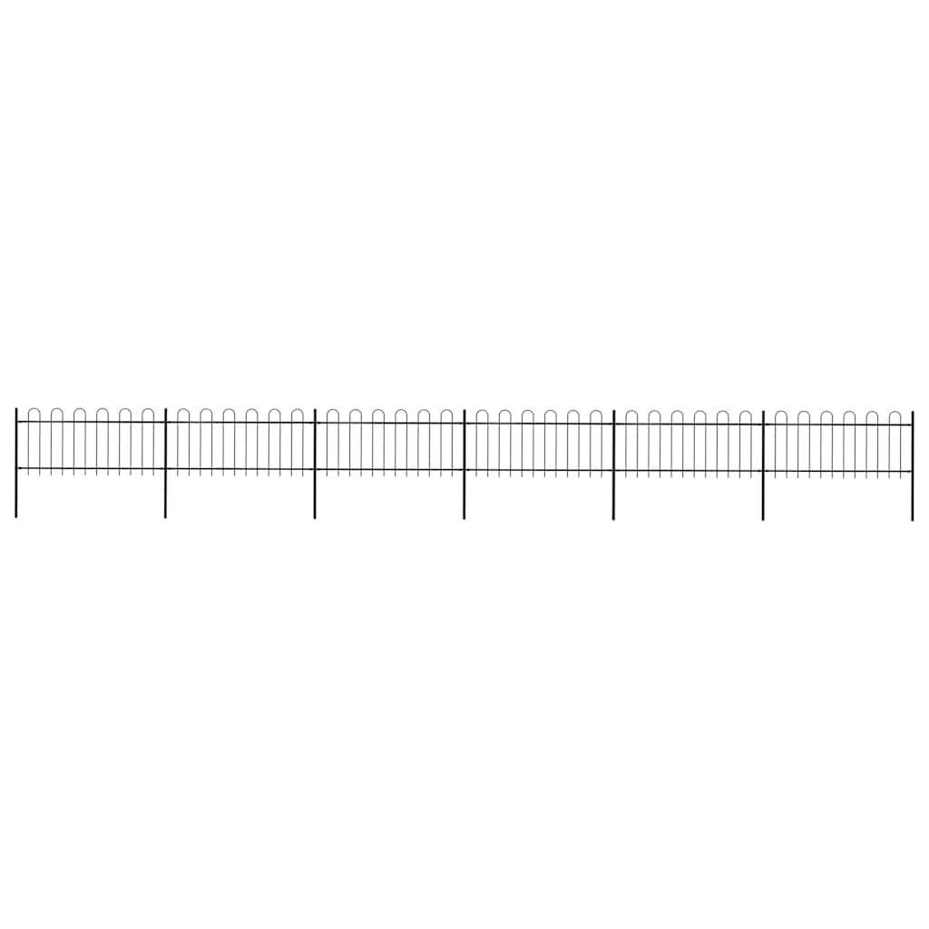 Recinzione da Giardino in Acciaio con Parte Superiore ad Anello 1070x80 cm Nera