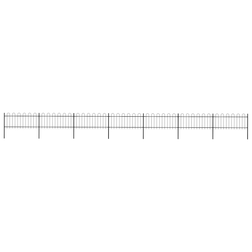 Recinzione da Giardino in Acciaio con Anello Superiore 1248x80 cm Nero