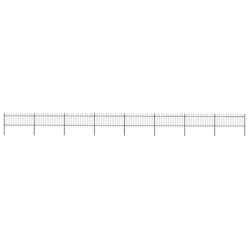 Recinzione da Giardino in Acciaio con Parte Superiore ad Anello 1426x80 cm Nera