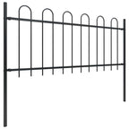 Recinzione da Giardino in Acciaio con Parte Superiore ad Anello 1426x80 cm Nera