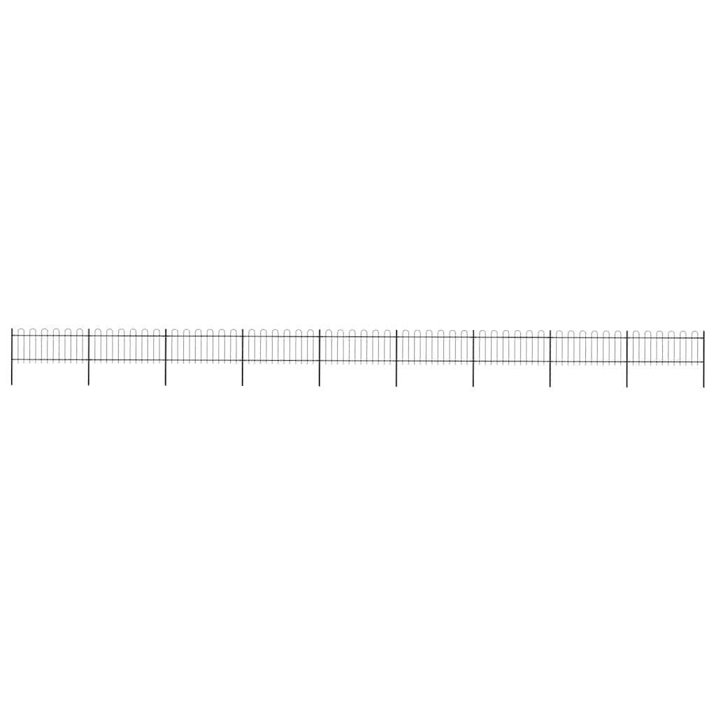 Recinzione da Giardino in Acciaio con Parte Superiore ad Anello 1603,5x80 cm Nero