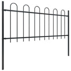 Recinzione da Giardino in Acciaio con Parte Superiore ad Anello 1603,5x80 cm Nero