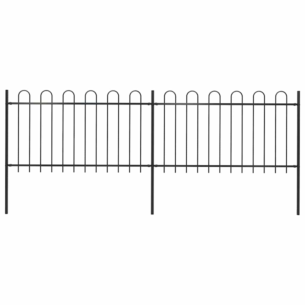 Recinzione da Giardino in Acciaio con Punte Decorative 359x100 cm Nera