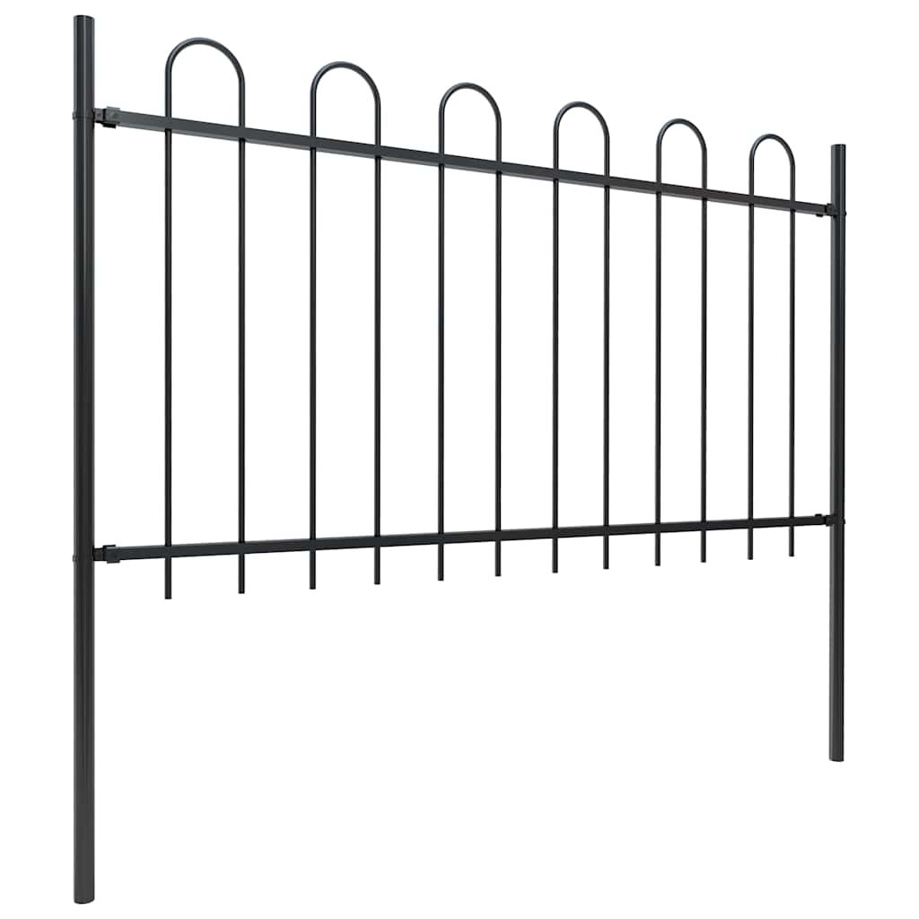 Recinzione da Giardino in Acciaio con Punte Decorative 359x100 cm Nera