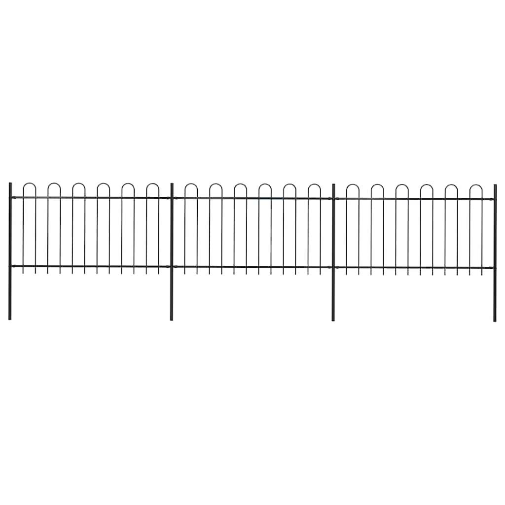 Recinzione da Giardino in Acciaio con Punte Tonde 537x100 cm Nera