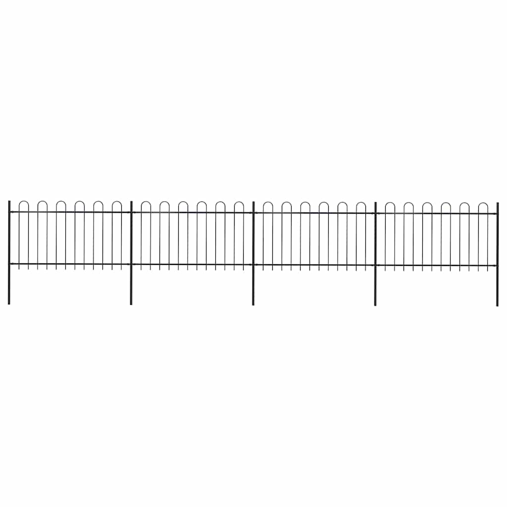 Recinzione da Giardino in Acciaio con Parte Superiore ad Anello 714,5x100 cm Nero