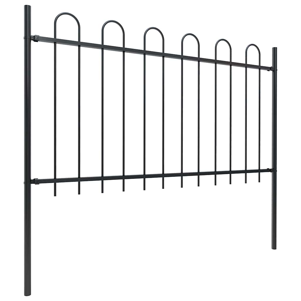 Recinzione da Giardino in Acciaio con Parte Superiore ad Anello 714,5x100 cm Nero