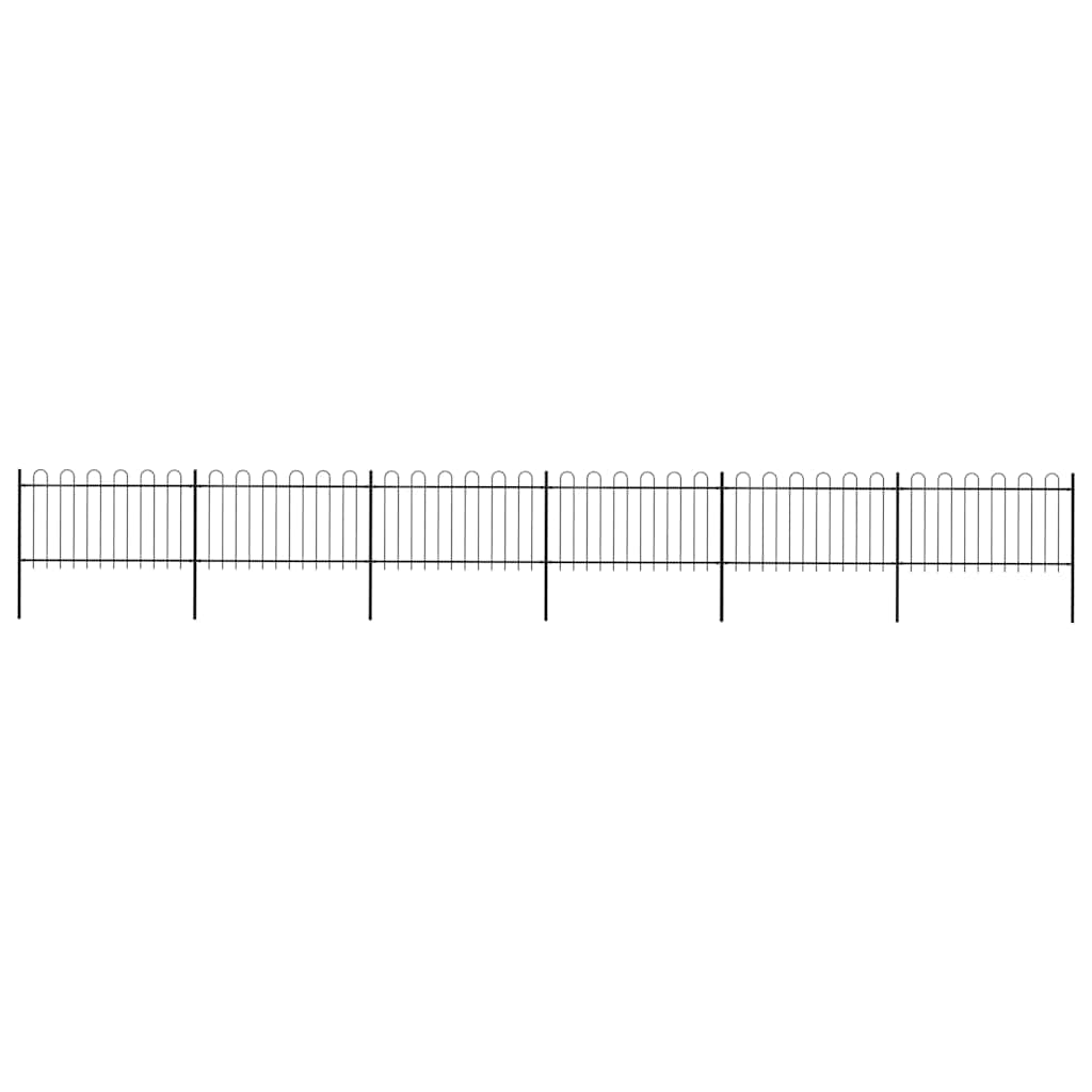Recinzione da Giardino in Acciaio con Parte Superiore ad Anello 1070x100 cm Nero