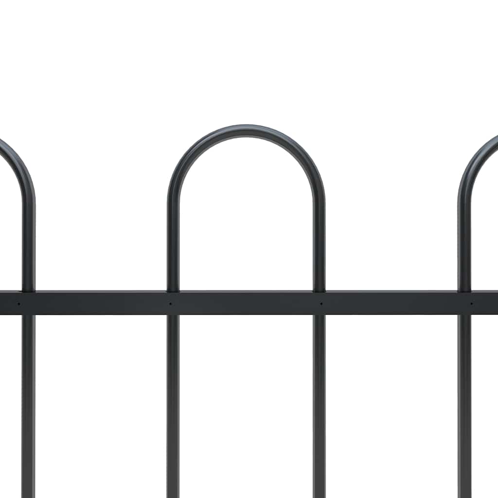 Recinzione da Giardino in Acciaio con Punte Tonde 1248x100 cm Nero