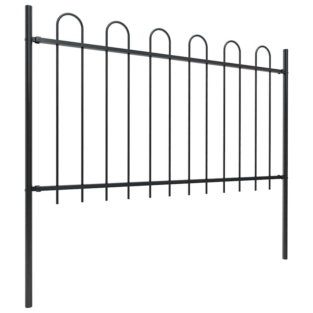 Recinzione da Giardino in Acciaio con Punte Tonde 1426x100 cm Nera