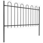 Recinzione da Giardino in Acciaio con Punte Tonde 1426x100 cm Nera
