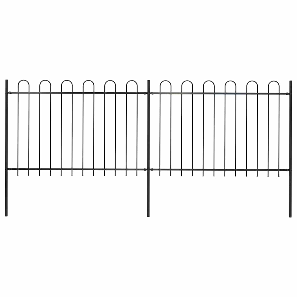 Recinzione da Giardino in Acciaio con Parte Superiore ad Anello 359x120 cm Nera