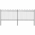 Recinzione da Giardino in Acciaio con Parte Superiore ad Anello 359x120 cm Nera