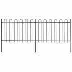 Recinzione da Giardino in Acciaio con Parte Superiore ad Anello 359x120 cm Nera
