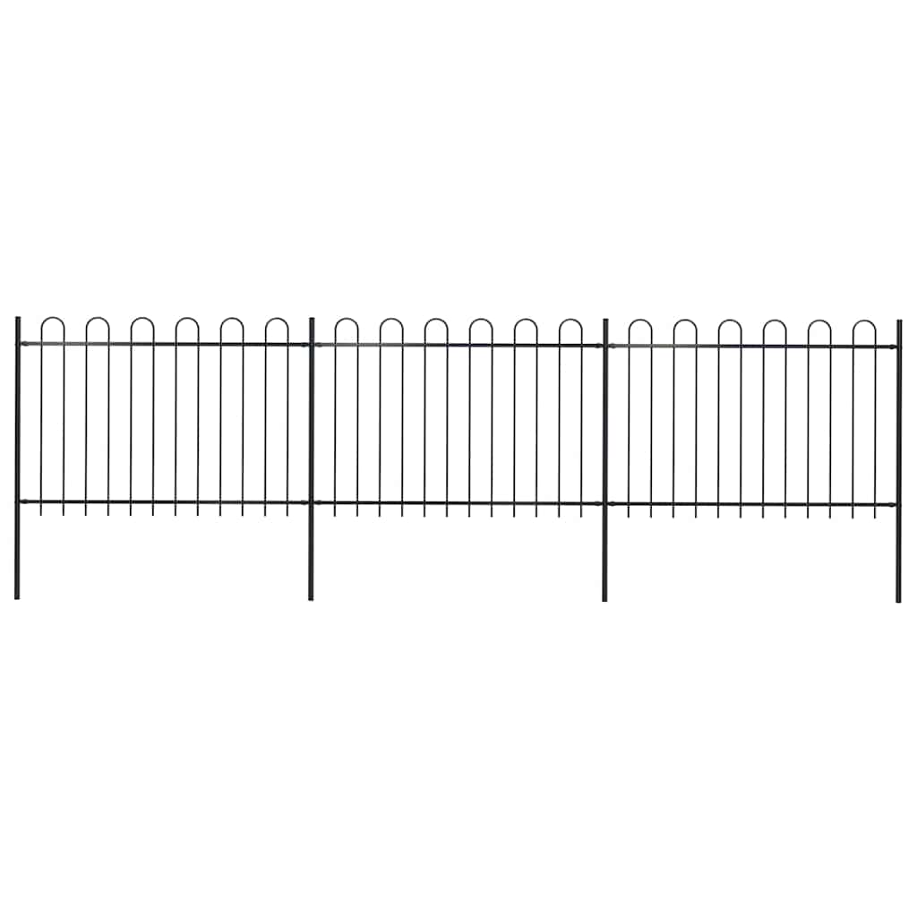 Recinzione da Giardino in Acciaio con Punte Tonde 537x120 cm Nera