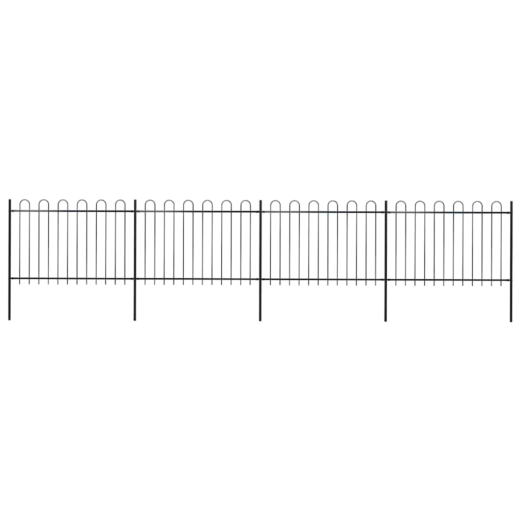 Recinzione da Giardino in Acciaio con Parte Superiore ad Anello 714,5x120 cm Nero