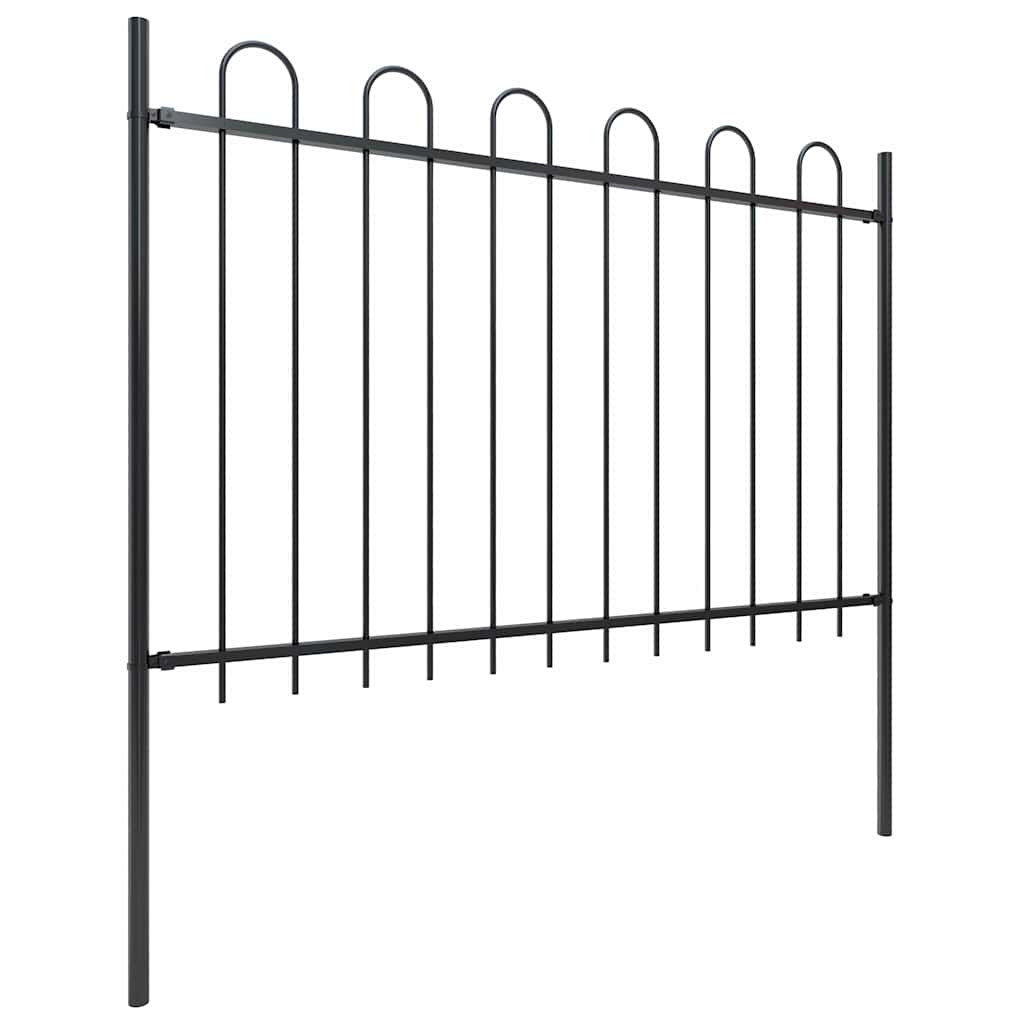 Recinzione da Giardino in Acciaio con Parte Superiore ad Anello 714,5x120 cm Nero