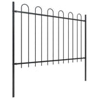 Recinzione da Giardino in Acciaio con Parte Superiore ad Anello 714,5x120 cm Nero