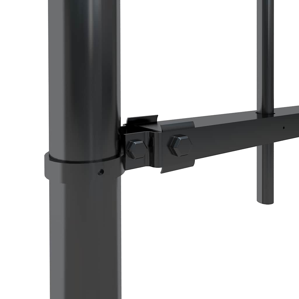 Recinzione Giardino Acciaio Verniciato con Punta Tonda 8,5x1,2 m Nera