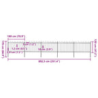 Recinzione Giardino Acciaio Verniciato con Punta Tonda 8,5x1,2 m Nera
