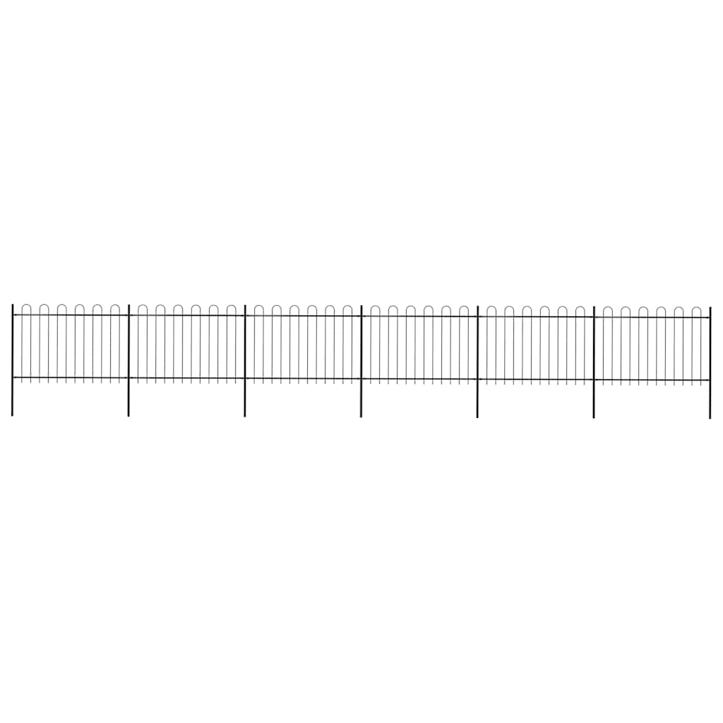Recinzione da Giardino in Acciaio con Parte Superiore ad Anello 1070x120 cm Nera