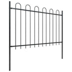 Recinzione da Giardino in Acciaio con Parte Superiore ad Anello 1070x120 cm Nera