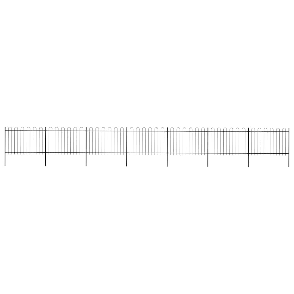 Recinzione da Giardino in Acciaio con Parte Superiore ad Anello 1248x120 cm Nero