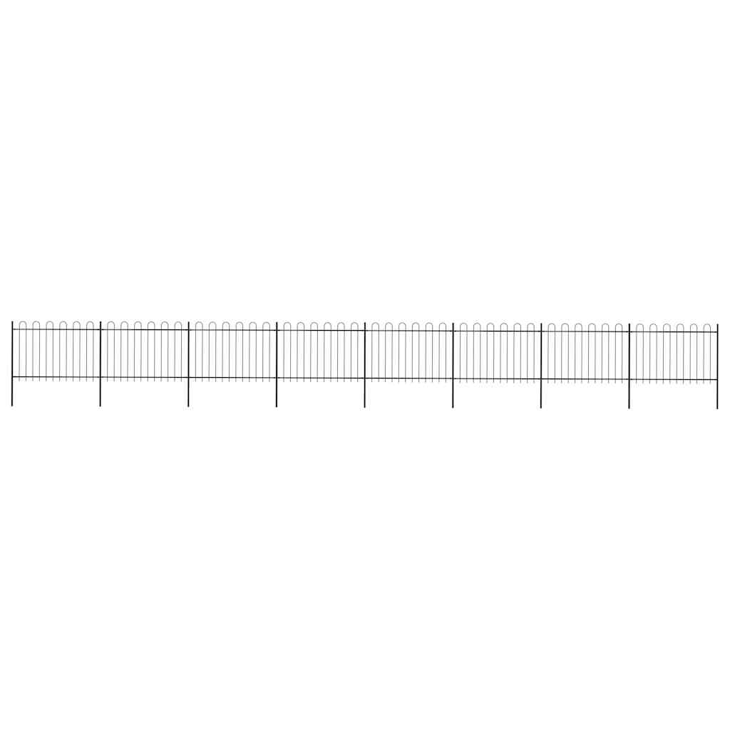 Recinzione da Giardino in Acciaio con Punte a Cerchio 1426x120 cm Nera