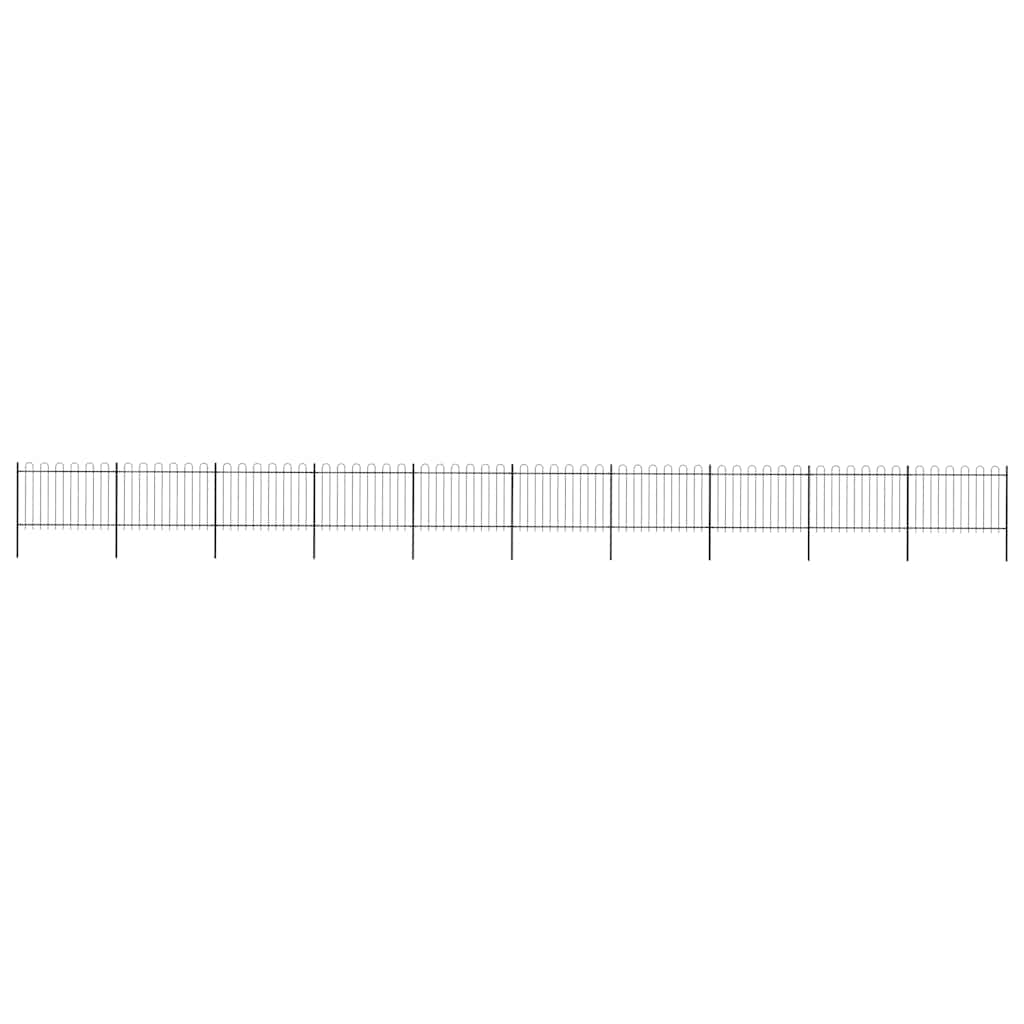 Recinzione da Giardino in Acciaio con Parte Superiore ad Anello 1700x120 cm Nero