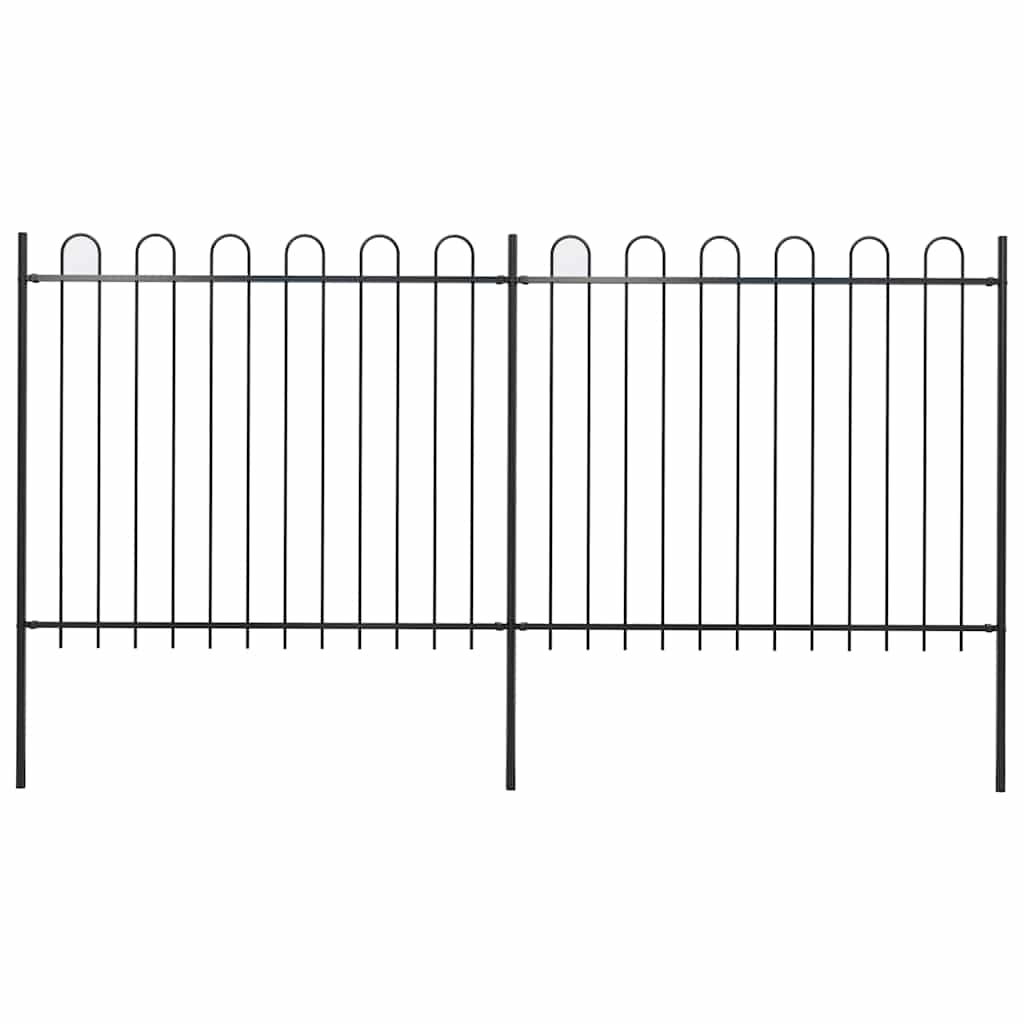 Recinzione da giardino in acciaio con punte a cerchio 359x150 cm nera