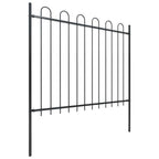 Recinzione da giardino in acciaio con punte a cerchio 359x150 cm nera