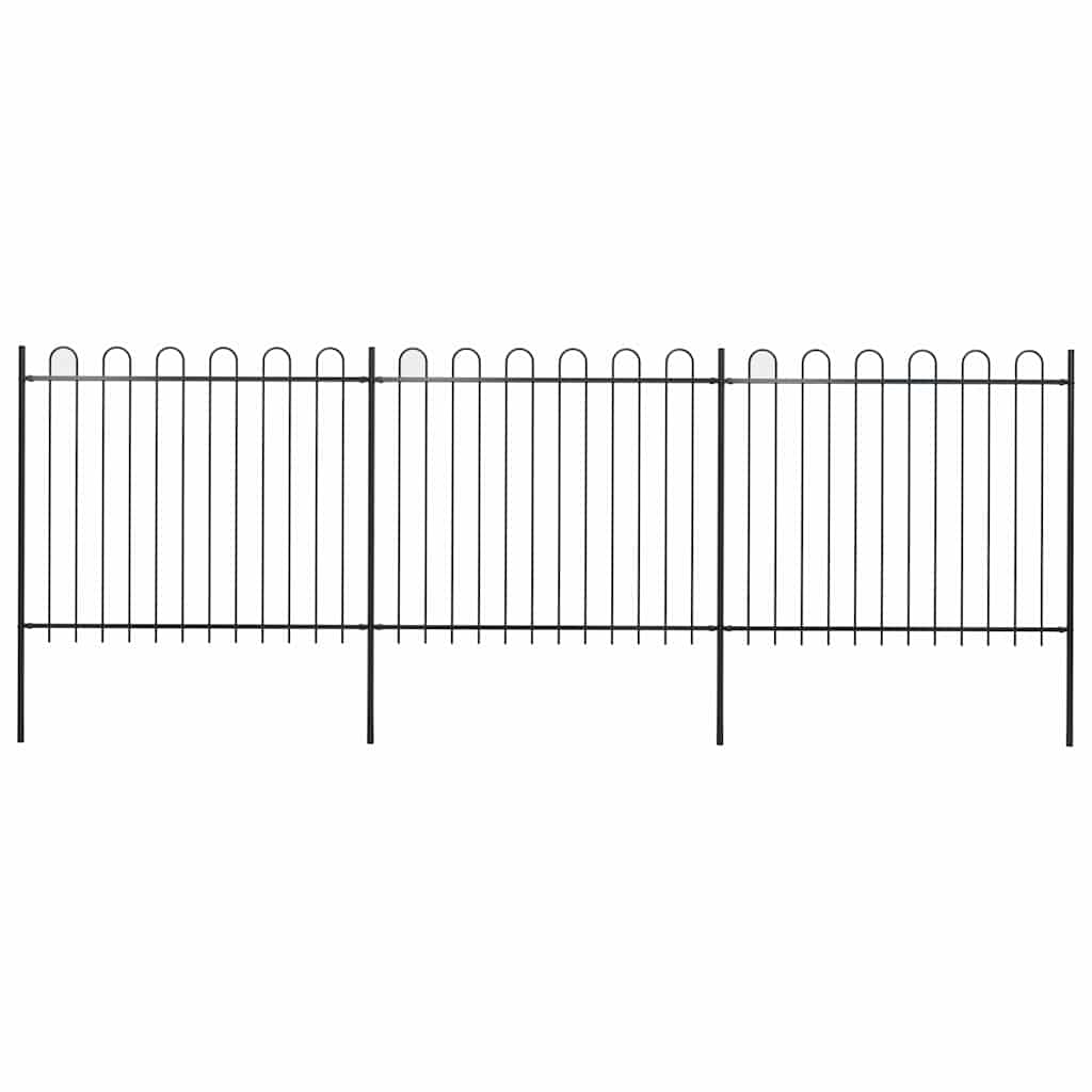 Recinzione da Giardino in Acciaio con Punte Tonde 537x150 cm Nera