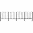 Recinzione da Giardino in Acciaio con Parte Superiore ad Anello 714,5x150 cm Nero