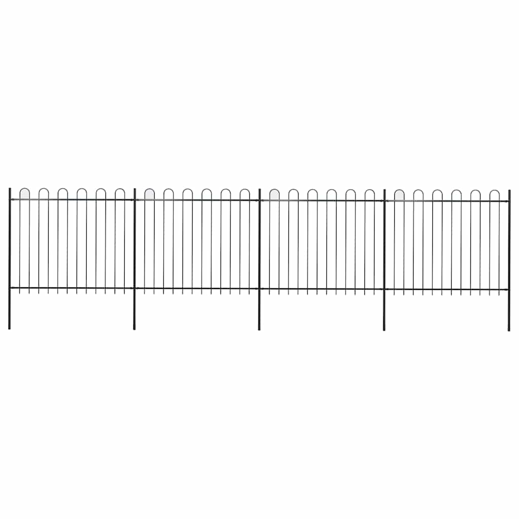 Recinzione da Giardino in Acciaio con Parte Superiore ad Anello 714,5x150 cm Nero