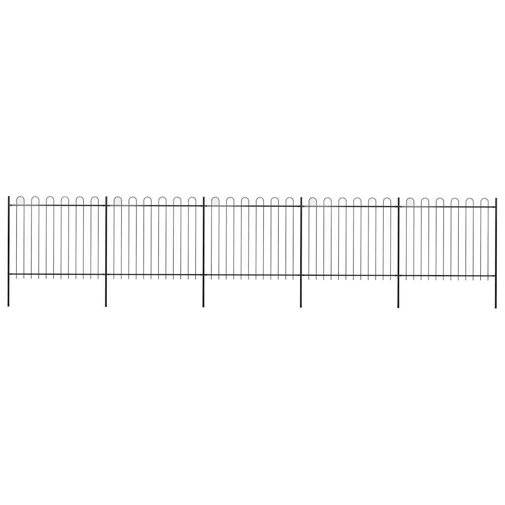 Recinzione da Giardino in Acciaio con Punte a Cerchio 892,5x150 cm Nero