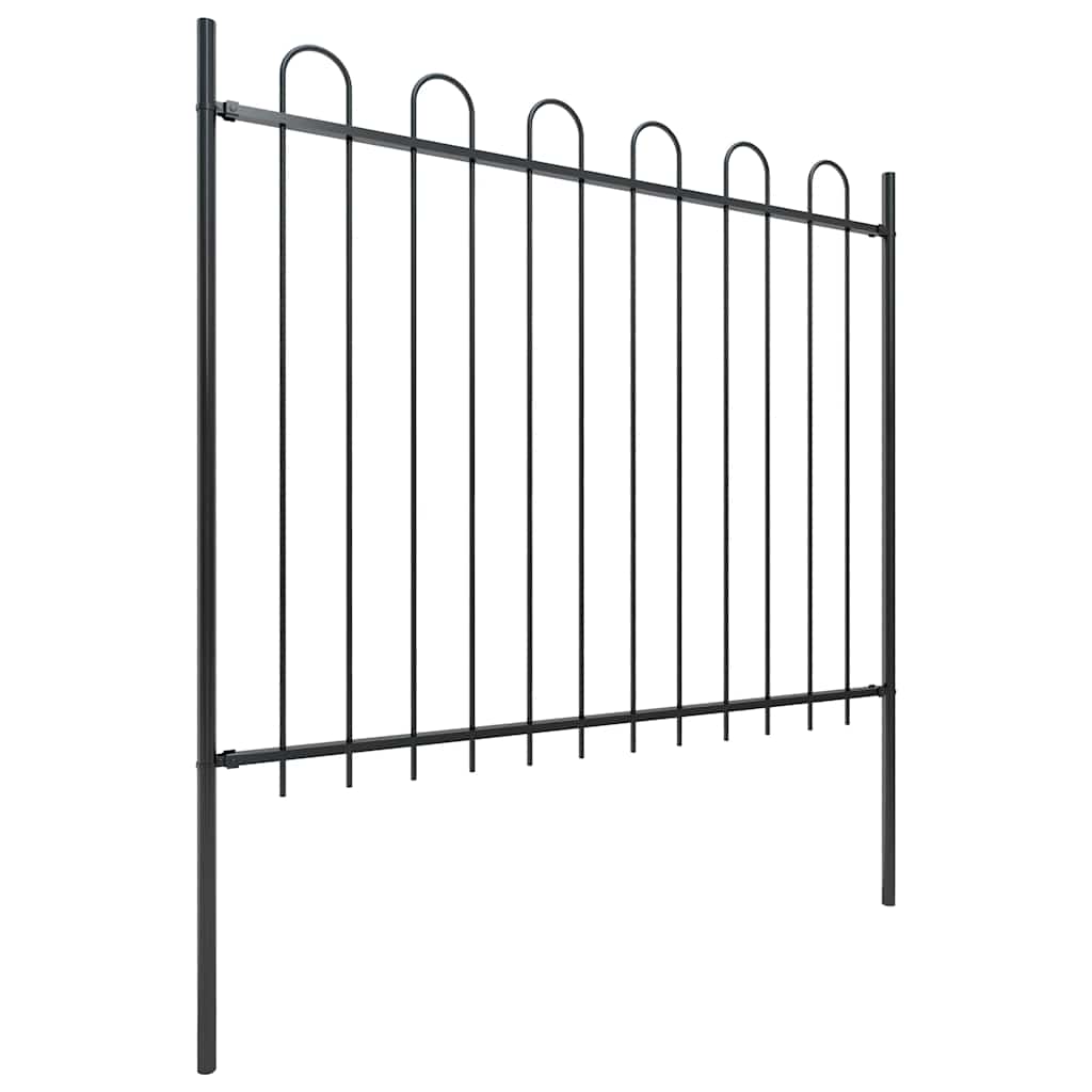 Recinzione da Giardino in Acciaio con Punte a Cerchio 892,5x150 cm Nero