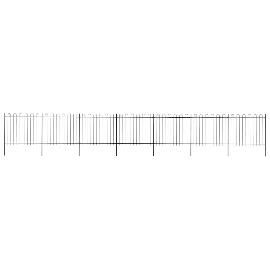 Recinzione da Giardino in Acciaio con Punte Tonde 1248x150 cm Nero