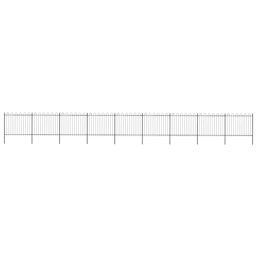 Recinzione da Giardino in Acciaio con Punte Tonde 1530x150 cm Nero