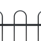 Recinzione da Giardino in Acciaio con Punte Tonde 1530x150 cm Nero