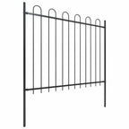 Recinzione da Giardino in Acciaio con Anello Superiore 1700x150 cm Nero