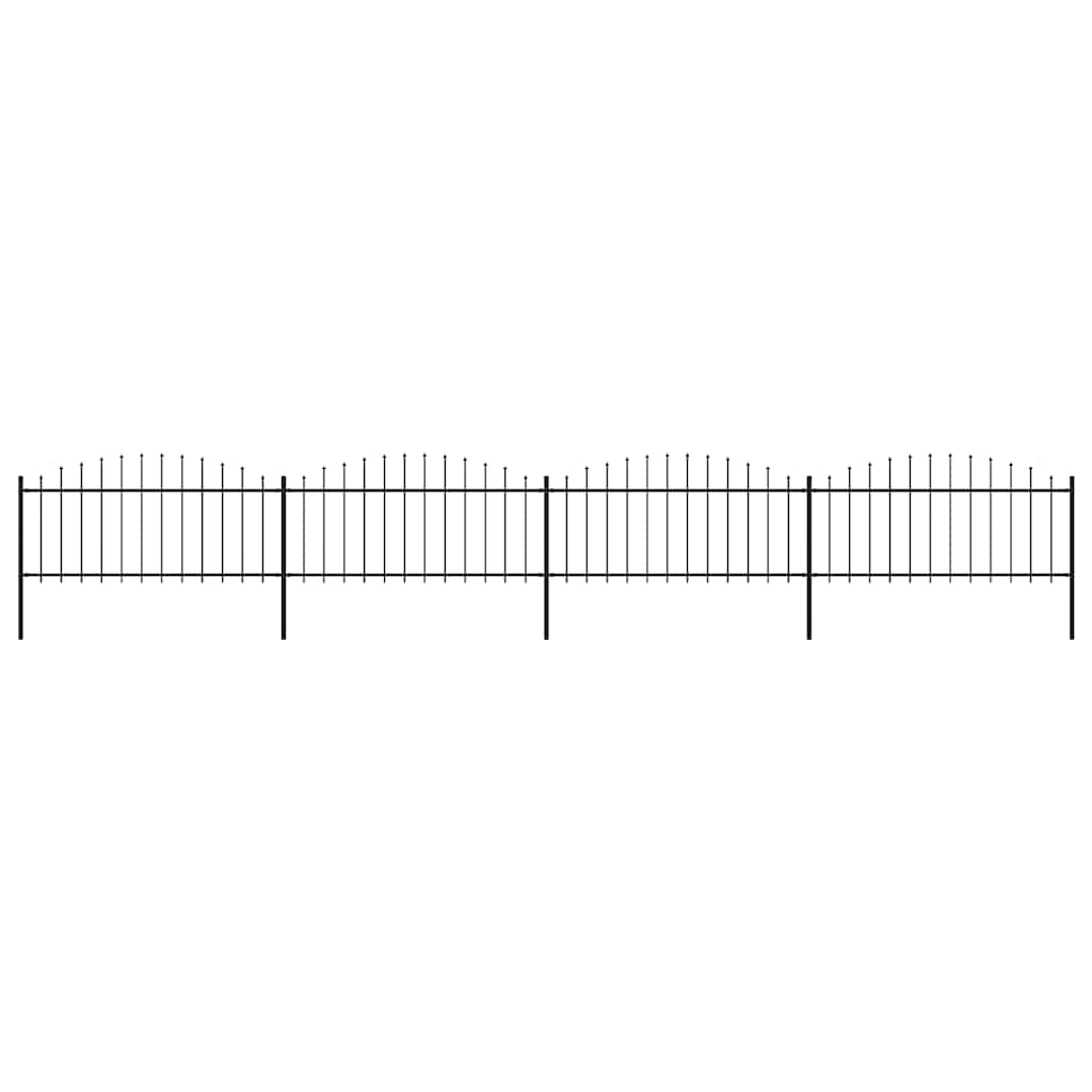 Recinzione da Giardino con Punta a Lancia in Acciaio 714,5x75 cm Nero