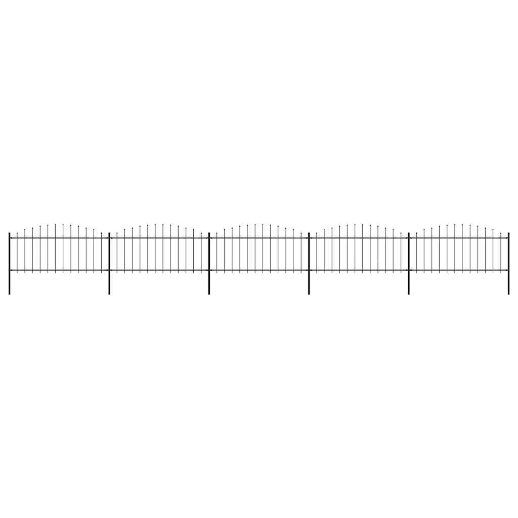 Recinzione da Giardino con Punta a Lancia in Acciaio 892,5x75 cm Nero