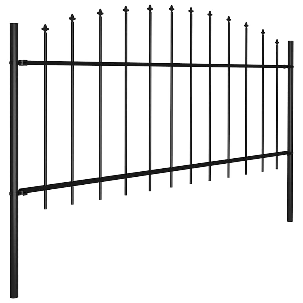 Recinzione da Giardino con Punta a Lancia in Acciaio 892,5x75 cm Nero