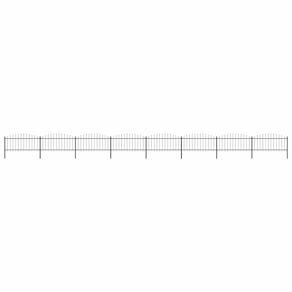 Recinzione da Giardino con Punta a Lancia in Acciaio 1426x75 cm Nera