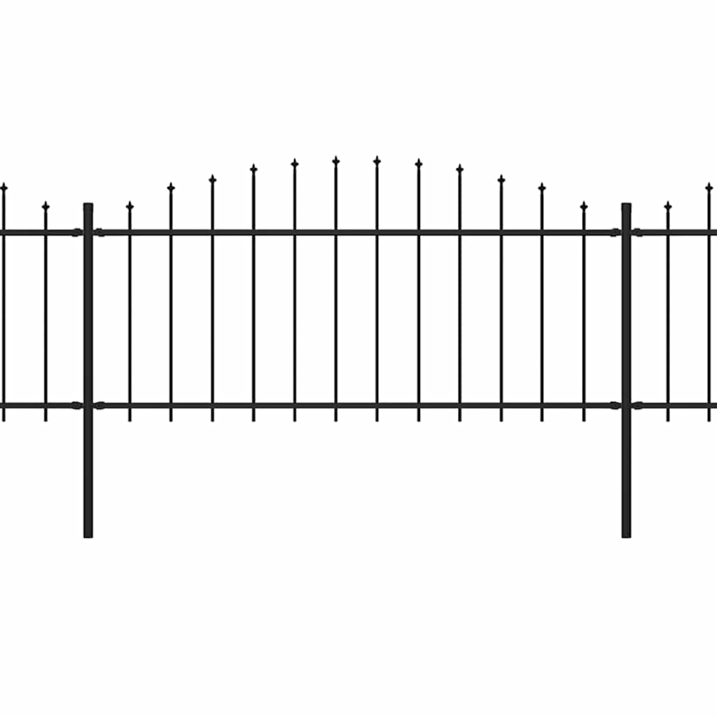 Recinzione da Giardino con Punta a Lancia in Acciaio 1426x75 cm Nera