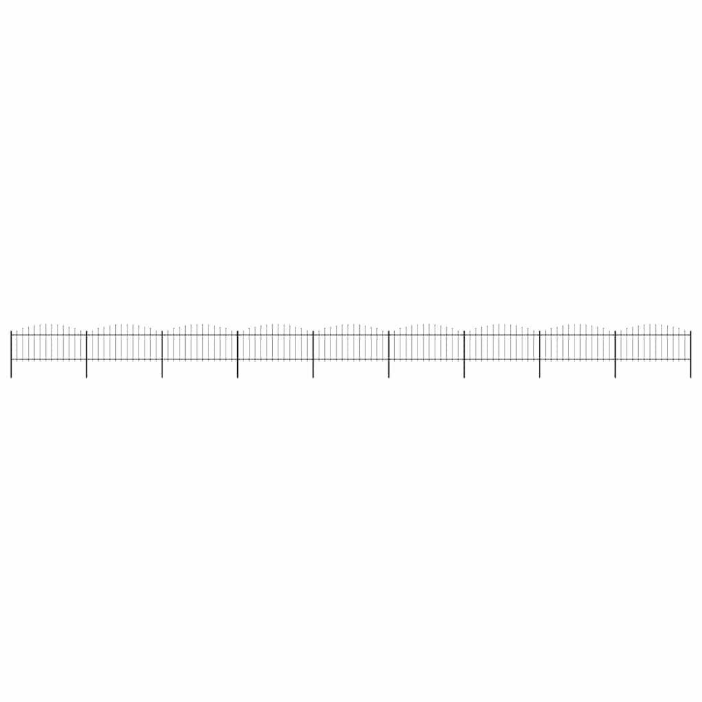 Recinzione da Giardino con Punta a Lancia in Acciaio 1603,5x75 cm Nero