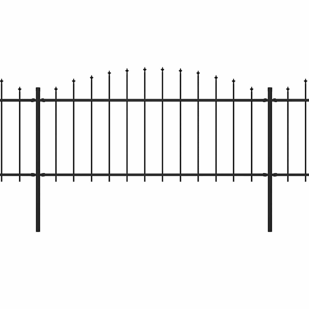 Recinzione da Giardino con Punta a Lancia in Acciaio 1781,5x75 cm Nero