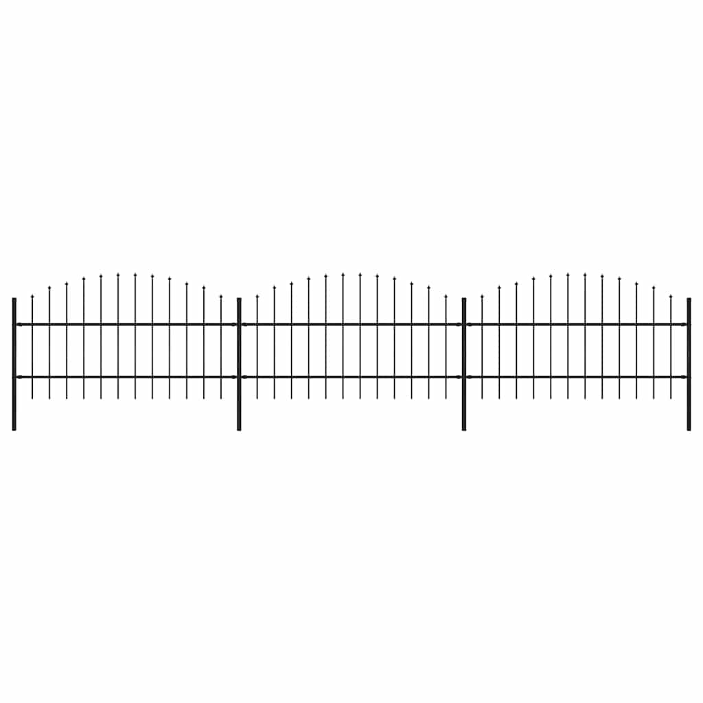 Recinzione da Giardino con Punta a Lancia in Acciaio 537x100 cm Nera