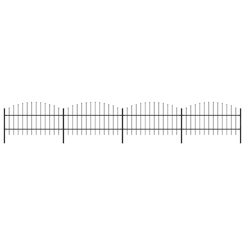 Recinzione da Giardino con Punta a Lancia in Acciaio 714,5x100 cm Nero