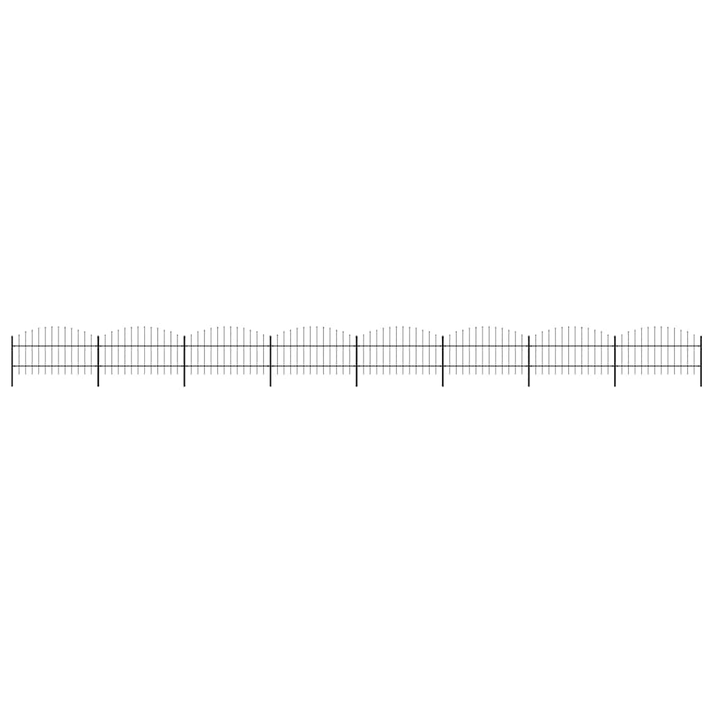 Recinzione da Giardino con Punta a Lancia in Acciaio 1426x100 cm Nera